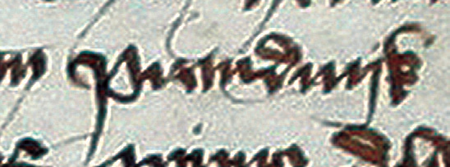 Dokument wydany w 1387 roku w Krakowie, w którym biskup krakowski Jan zatwierdził uposażenie ołtarza Bożego Ciała w kościele Panny
Maryi w Krakowie przez wnuka fundatora tego ołtarza Hermana Crancza, Jana Crancza, altarystę przy tym ołtarzu, który przeznaczył na ten
cel ogrody we wsi Prądnik – oraz powiększenie zapisu nazwy wsi „Prądnik”
(Archiwum Krakowskiej Kapituły Katedralnej, sygn. perg. 197)