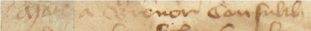 Z księgi ławniczej kazimierskiej obejmującej lata 1407–1427: początkowy fragment wpisu z 1407 roku
dokumentującego sprawę majątkową Jana Elianusa (nr 49), w imieniu którego Bartłomiej, zięć Elianusa, stanął przez rajcami
Mikołajem Białym krawcem (nr 71) i Maciejem Brennerem oraz ławnikami Urbanem rzeźnikiem i Janem piekarzem –
zbliżenie zapisu imienia i urzędu (Archiwum Narodowe w Krakowie, sygn. K 376, s. 27)