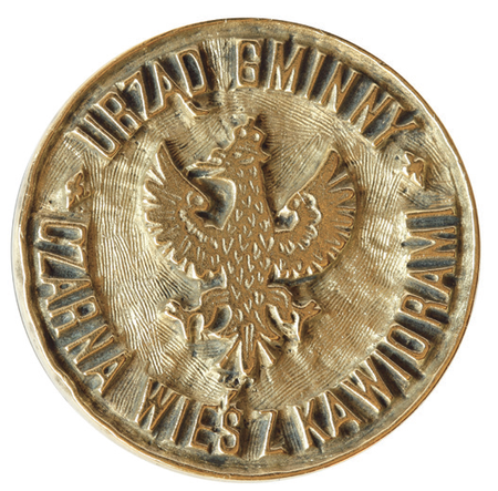 Metalowy tłok pieczętny używany przez gminę w okresie autonomicznym – lustrzane odbicie
(Archiwum Narodowe w Krakowie, sygn. T 282)