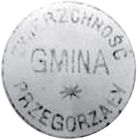 (1927)
Odciski pieczęci urzędowych
z lat 1847, 1927 i 1938
(Archiwum Narodowe w Krakowie,
sygn. WM 562, s. 223; sygn. 29/206/402,
s. 913; Archiwum Opactwa Benedyktynów
w Tyńcu, sygn. 5/1/4/11)