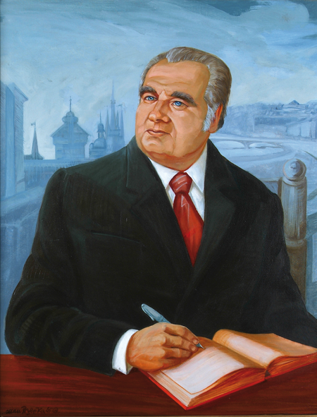 Portret Edwarda Barszcza pędzla Allana Rzepki, 1985 rok
(Muzeum Historyczne Miasta Krakowa, nr inw. 4358/III)