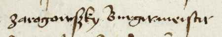Z księgi radzieckiej obejmującej lata 1450–1483 fragment strony 528 z wpisem z 1475 roku stwierdzającym,
że rajcy Mikołaj Zarogowski, wówczas burmistrz, Jan Karnkowski (nr 256) i Jakub Swidniczer (nr 259) zeznali,
iż wykonawcy testamentu Macieja Opoczki, Stanisław Lang (nr 255) i Stanisław Zygmuntowicz (nr 274)
sprzedali dom tegoż Macieja położony przy ul. Sławkowskiej – oraz powiększenie zapisu imienia i funkcji burmistrza
(Archiwum Państwowe w Krakowie, sygn. rkps 429, s. 528)
