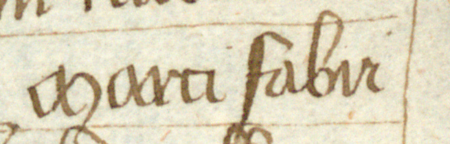 Z księgi radzieckiej Kazimierza obejmującej lata 1416–1433: fragment wpisu
dokumentującego wybór rajców na rok 1417, z Markiem kowalem w składzie – oraz zbliżenie zapisu imienia
(Biblioteka Jagiellońska, sygn. rkps 1045/2, k. 20)