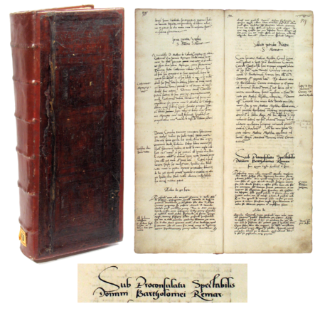 Z księgi radzieckiej obejmującej lata 1542–1545 przód okładziny i strony 78–79 z nagłówkiem otwierającym
wpisy spraw dziejących się za urzędowania burmistrza Bartłomieja Remera w drugim półroczu 1542 roku –
oraz powiększenie zapisu imienia i funkcji burmistrza (Archiwum Państwowe w Krakowie, sygn. rkps 439, s. 78–79)