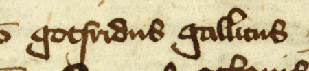 Z księgi ławniczej obejmującej lata 1365–1376 strony 168–169 z wpisem z 1373 roku, stwierdzającym, że na rozprawie
ławniczej Gotfryd Gallik zobowiązał się zapłacić należna kwotę z części domu Ottona niejakiemu Piotrowi Winkinberkowi,
w terminie do św. Jakuba – oraz powiększenie zapisu imienia (Archiwum Państwowe w Krakowie, sygn. rkps 2, s. 168–169)