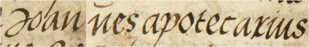 Z księgi radzieckiej Kleparza obejmującej lata 1554–1558: fragment wpisu z 1554 roku dokumentującego
wybór rady urzędującej wraz z odnotowaniem rajców starych, wśród których występuje Jan aptekarz – oraz zbliżenie
zapisu imienia (Archiwum Narodowe w Krakowie, sygn. KL 25, s. 1)