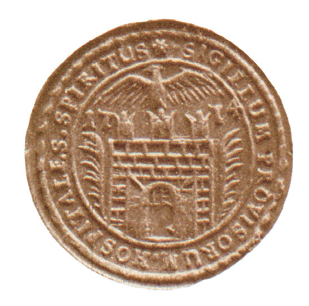 Pieczęć lakowa prowizoriatu szpitala św. Ducha używana w czynnościach urzędowych na terenie jurydyki Błonie: w kolistym polu
mur obronny z bramą i trzema wieżami, ponad nim gołąb z rozpostartymi skrzydłami – zgodnie z przynależnością jurydyki
połączono tu element godła miasta Krakowa z symbolem Ducha Świętego, w otoku napis:
SIGILLUM PROVISORUM HOSPITALE S[ANCTI] SPIRITUS
(Biblioteka Jagiellońska, sygn. BJ 739481 III, s. 173)