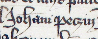 Dokument wydany w 1403 roku w Krakowie, w którym Mścisław, opat tyniecki, sędzia wyznaczony przez papieża,
stwierdza, że Marcin Quadrat w imieniu klasztoru zwierzynieckiego przedłożył mu do potwierdzenia wiele aktów,
które przepisuje i opisuje, a wśród nich akt wydany w 1401 roku w Zwierzyńcu, w którym Stogniew proboszcz, Wiktoria
przeorysza, Dorota podprzeorysza, cały klasztor zwierzyniecki i sołtysi wsi klasztornych stwierdzają, że Jachna, wdowa po
Mirosławie, sprzedała sołectwo we wsi Kolbarg rajcom krakowskim, reprezentowanym między innymi przez Jana Piczczina –
oraz powiększenie zapisu imienia (Archiwum Państwowe w Krakowie, sygn. perg. 137)