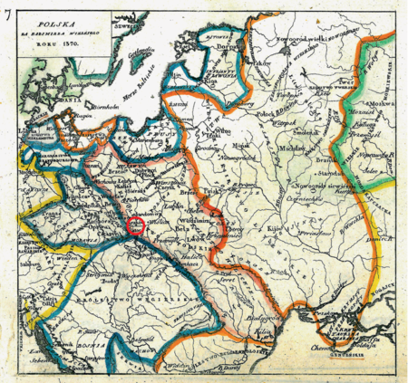 Mapa nr 7
Terytorium ziemi krakowskiej na mapie przedstawiającej Królestwo Polskie poszerzone o obszar
Rusi Halicko-Włodzimierskiej w roku śmierci Kazimierza Wielkiego (1370)