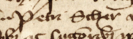 Z księgi ławniczej obejmującej lata 1390–1397 strony 154–155 z wpisem z 1394 roku, dotyczącym
przekazania przez Jana Gerlacha (nr 110) swojej teściowej, wdowie po Piotrze Schere, słodowni położonej
w pobliżu klasztoru Marków, czyli kanoników regularnych od pokuty – oraz powiększenie zapisu imienia
(Archiwum Państwowe w Krakowie, sygn. rkps 3, s. 154–155)