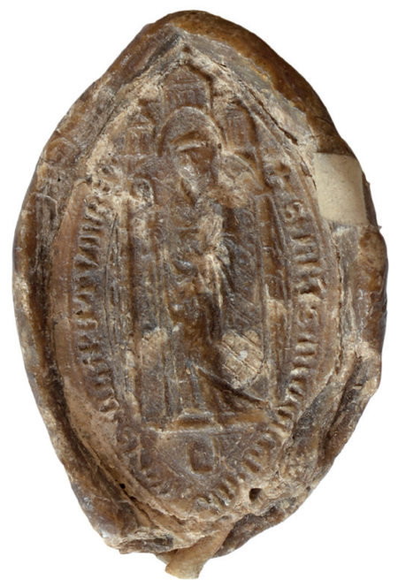 (1375)
Odcisk pieczęci gminnej Rybitw z 1927 roku
oraz pochodzące z 1375 roku odciski w szarym
wosku pieczęci opata klasztoru mogilskiego
z postacią opata z pastorałem w prawej,
z książką w lewej ręce i napisem w otoku:
S[IGILLUM] FR[ATR]IS NICOLAI
ABBATIS CLARE TUMBE, oraz klasztoru
mogilskiego z wyobrażeniem postaci Najświętszej
Panny z Dzieciątkiem Jezus
(Archiwum Narodowe w Krakowie,
sygn. PUZKr 57, nlb.; Archiwum Opactwa
Cystersów w Mogile, sygn. dypl. perg. 111)