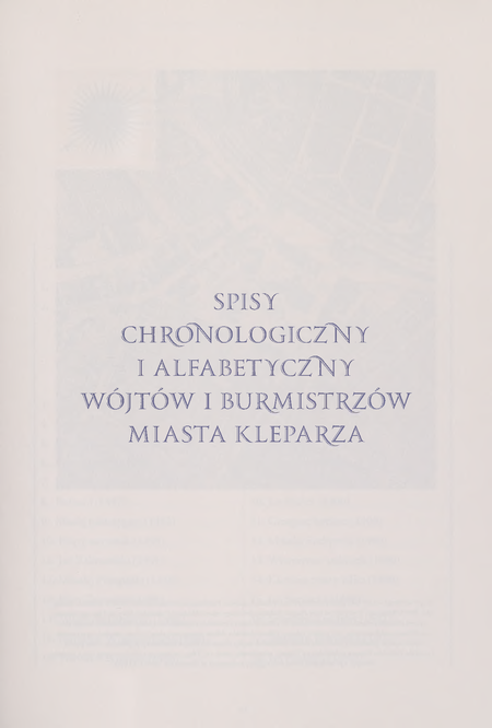 Spisy chronologiczny i alfabetyczny wójtów i burmistrzów miasta Kleparza image