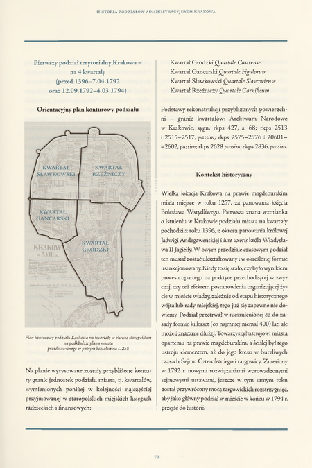 Pierwszy podział terytorialny Krakowa – na 4 kwartały (przed 1396–7.04.1792 oraz 12.09.1792–4.03.1794) image