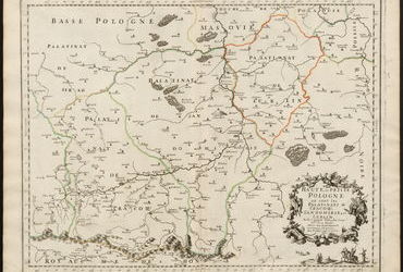 Aneks 1 mapa 1. Pochodząca z wydanego w 1675 roku w Paryżu tomu II dzieła Nicolausa Sansona Cartes generales de la geographie ancienne… etc. wyrysowana w roku 1666 mapa Małopolski z województwami krakowskim, sandomierskim i lubelskim; mapa powstała w niespełna dekadę od wyzwolenia Krakowa i okolicy spod szwedzkiego i siedmiogrodzkiego najazdu i okupacji w latach 1655–1657 – oraz powiększenie fragmentu mapy z Krakowem i jego bliskim sąsiedztwem (Biblioteka Uniwersytetu Wileńskiego, zbiory Lelewela, sygn. M 1556,