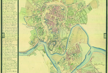 Grundriss der freien Stadt Krakau – plan Wolnego Miasta Krakowa sporządzony przez MenoPassecka  ok.1817 r., czyli już po odłączeniu Podgórza od Krakowa i przywróceniu samodzielności temu miastu po prawej stronie Wisły oraz po utworzeniu Wolnego, Niepodległego i Ściśle Neutralnego Miasta Krakowa i Jego Okręgu, zwanego też Rzeczypospolitą Krakowską (Muzeum Historyczne Miasta Krakowa, nr. inw. Zb. Kart. 8.T.VIIIa)