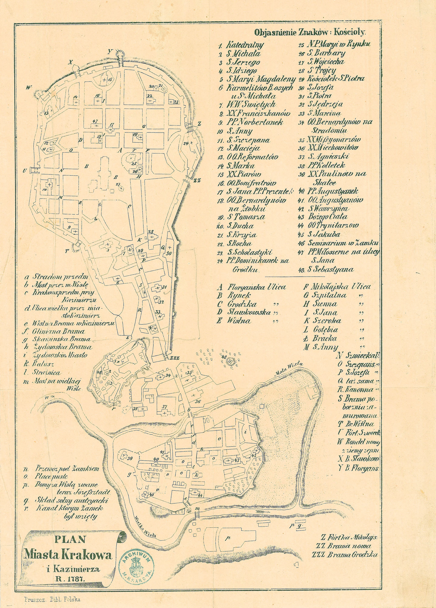 Mapa 4. Kazimierz przy Krakowie wraz z miastem żydowskim