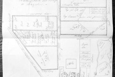 Mapa 29. Bieńczyce. Sporządzony w 1849 roku Widok pól i zasiewów Dworskich Bieńczyckich stanowiących uposażenie proboszcza parafii św. Floriana na Kleparzu (Archiwum Bazyliki św. Floriana w Krakowie, sygn. fasc. 6).