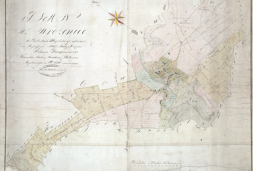 Mapa 162. Wróżenice. Z Archiwum Wolnego Miasta Krakowa mapa wsi Wróżenice wyrysowana w 1826 roku przez Karola Bełcikowskiego, geometrę rządowego Królestwa Polskiego i Rzeczypospolitej Krakowskiej; mapa powstała na zamówienie Komisji Włościańskiej Wolnego Miasta Krakowa w ramach prac przygotowujących uwłaszczenie chłopów – oraz powiększenie legendy (Archiwum Narodowe w Krakowie, sygn. 29/200/53).