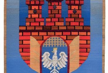 (579) Po roku 1991 – kilim „herbowy” z gabinetu
przewodniczącego Rady Miasta Krakowa, herb
według wzoru wprowadzonego w 1991 r.
(z zasobów UMK)
