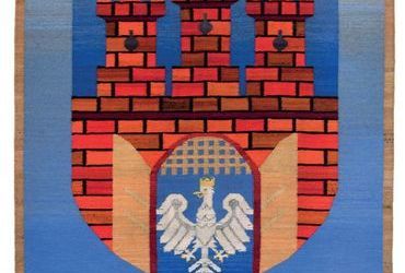 (579) Po roku 1991 – kilim „herbowy” z gabinetu
przewodniczącego Rady Miasta Krakowa, herb
według wzoru wprowadzonego w 1991 r.
(z zasobów UMK)