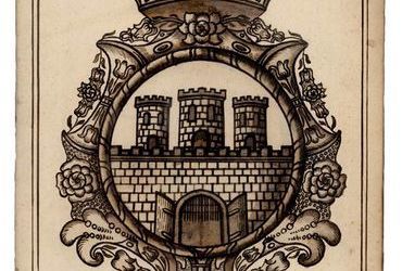 (463) Rok 1740 – rysunek piórkiem na stronie tytułowej
księgi miejskiej finansowej założonej dla zapisów prowadzonych
w tymże roku (ANK, sygn. rkps 1801)