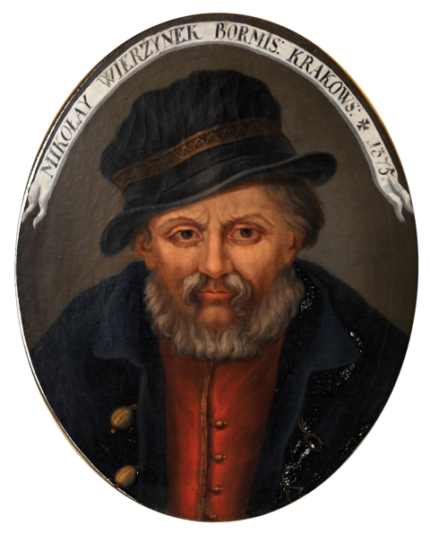 Mikołaj WIERZYNEK mł. I
kupiec, bankier
rajca od roku 1347
(mal. Michał Stachowicz,
z Pałacu Biskupiego w Krakowie)